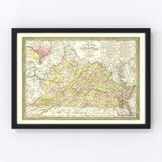 Virginia Vintage Map 1854