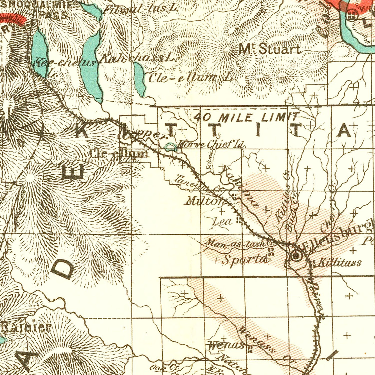 Restored historic details from the 1888 state map of County, Washington