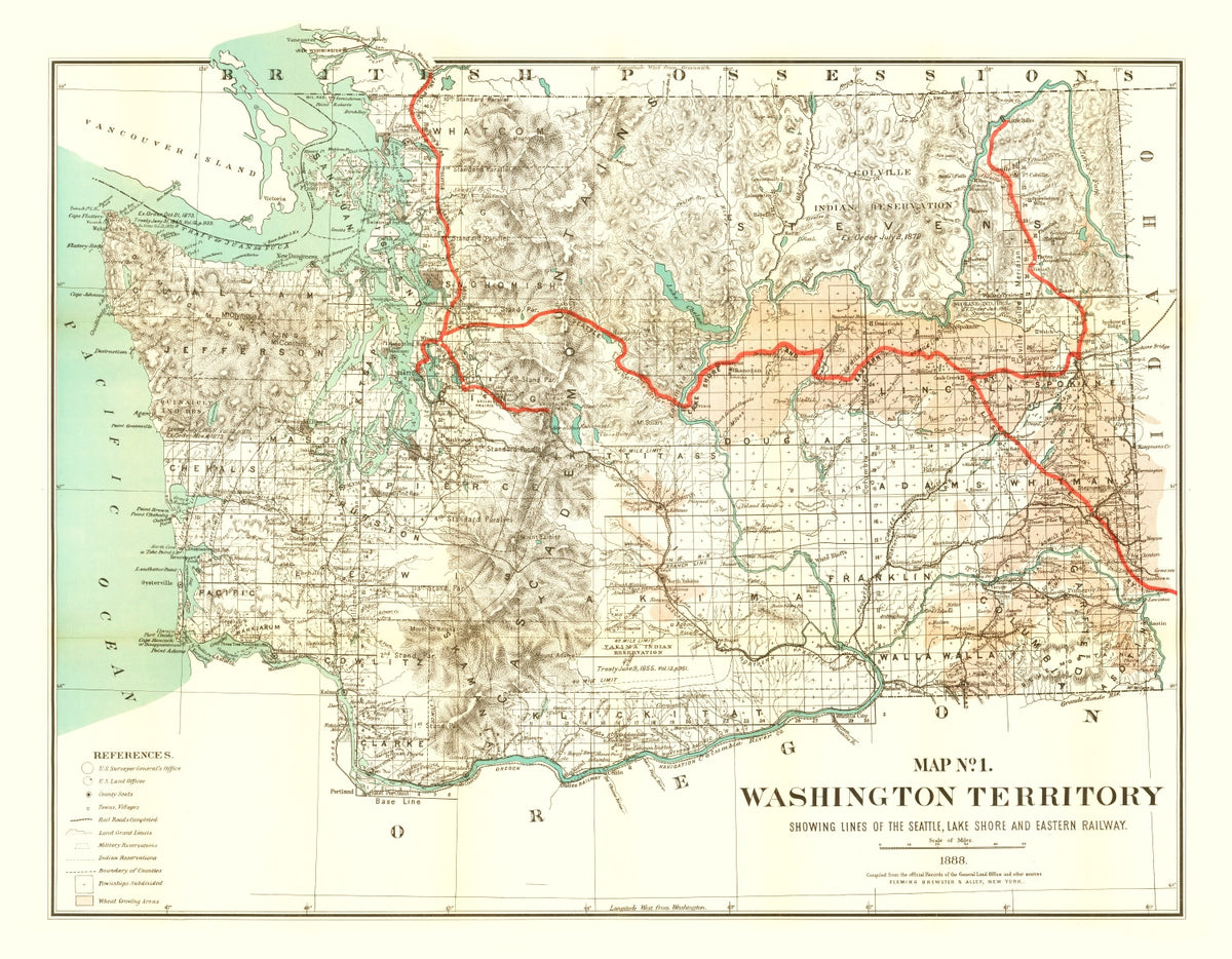 Preview of Vintage Map of Washington 1888