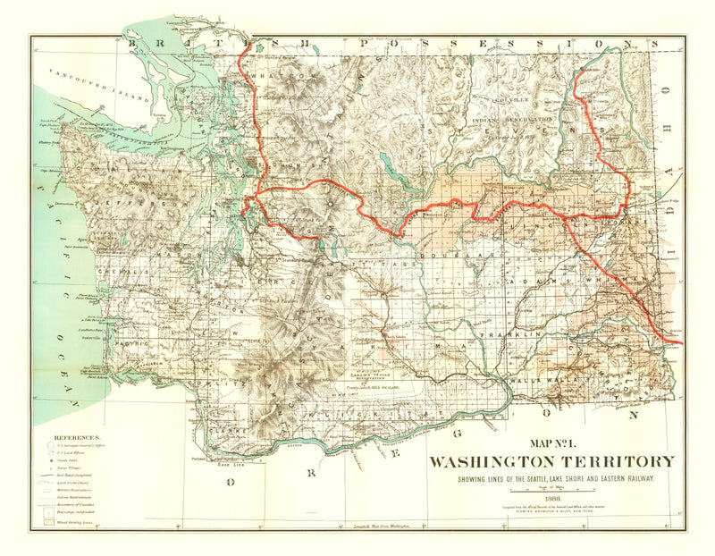Size comparison using Vintage Map of Washington 1888
