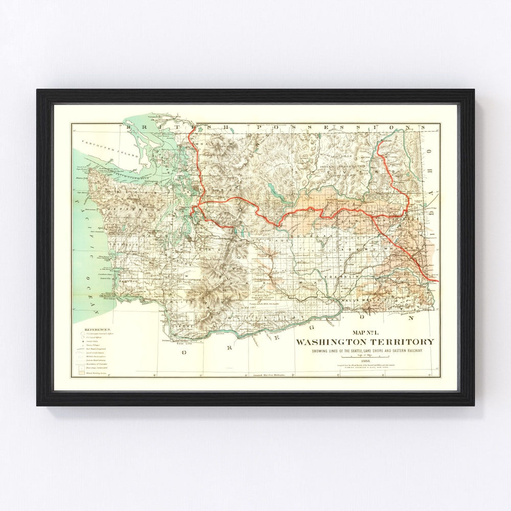 Washington Vintage Map 1888