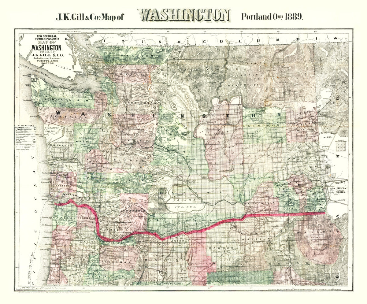 Preview of Vintage Map of Washington 1889