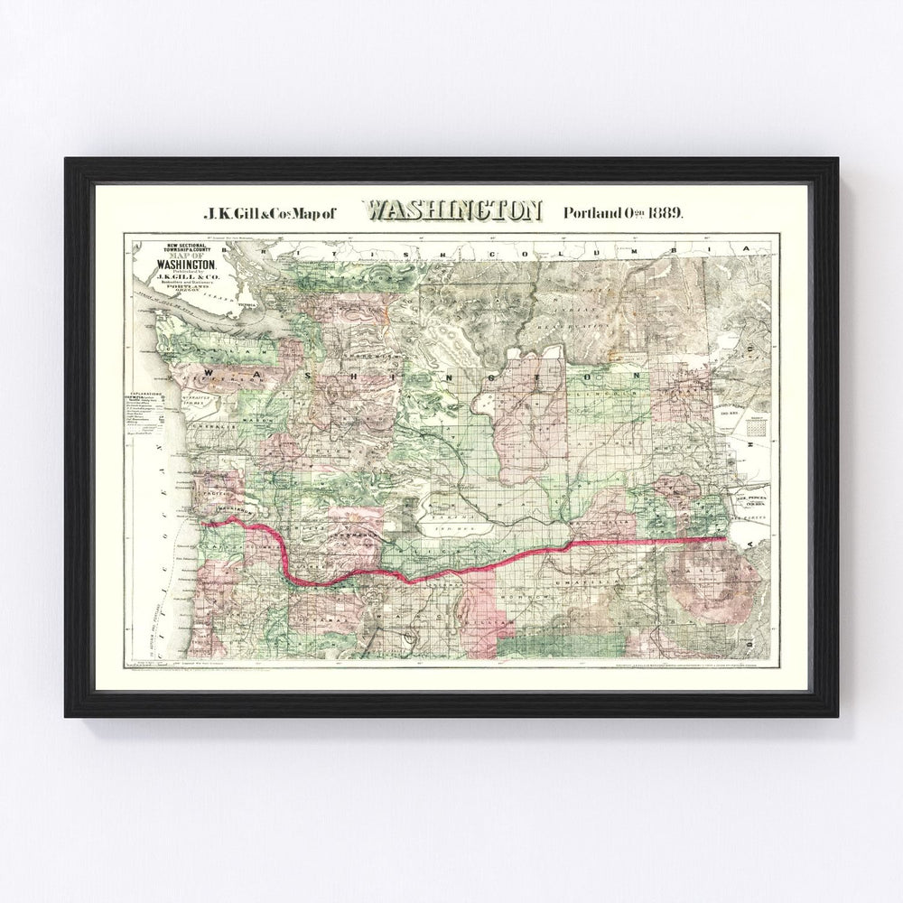 Washington Vintage Map 1889