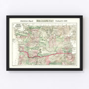 Washington Vintage Map 1889