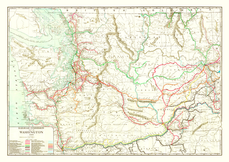Size comparison using Vintage Railroad Map of Washington 1910