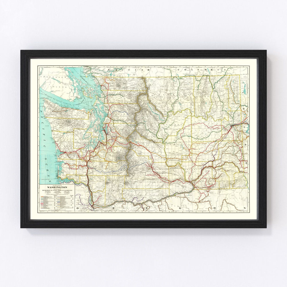 Washington Vintage Map 1928