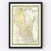 Wisconsin Vintage Map 1854