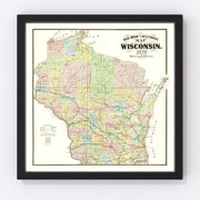 Wisconsin Vintage Map 1873