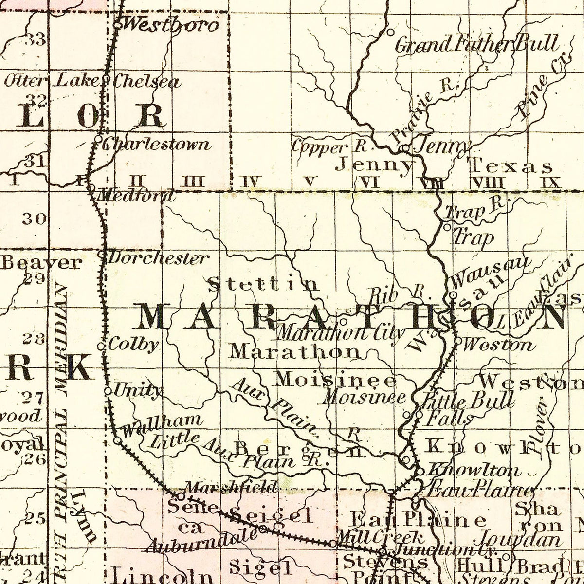 Restored historic details from the 1878 state map of County, Wisconsin