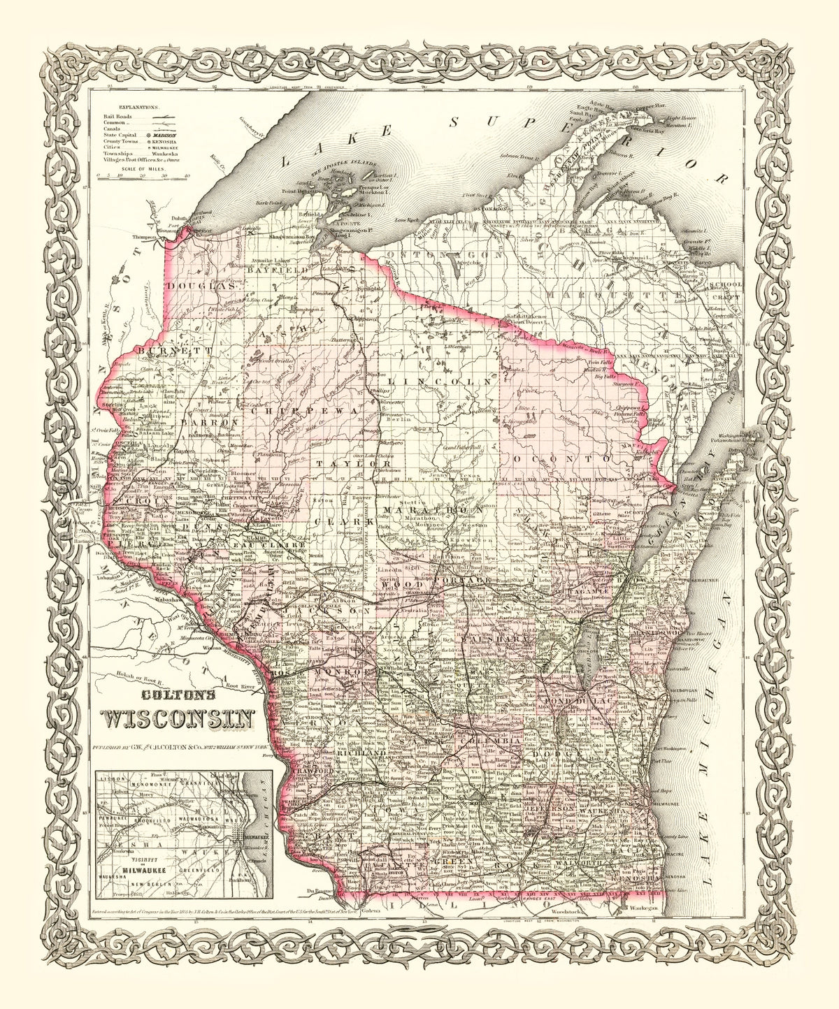 Preview of Vintage Map of Wisconsin 1878