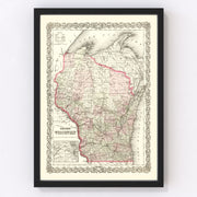 Wisconsin Vintage Map 1878