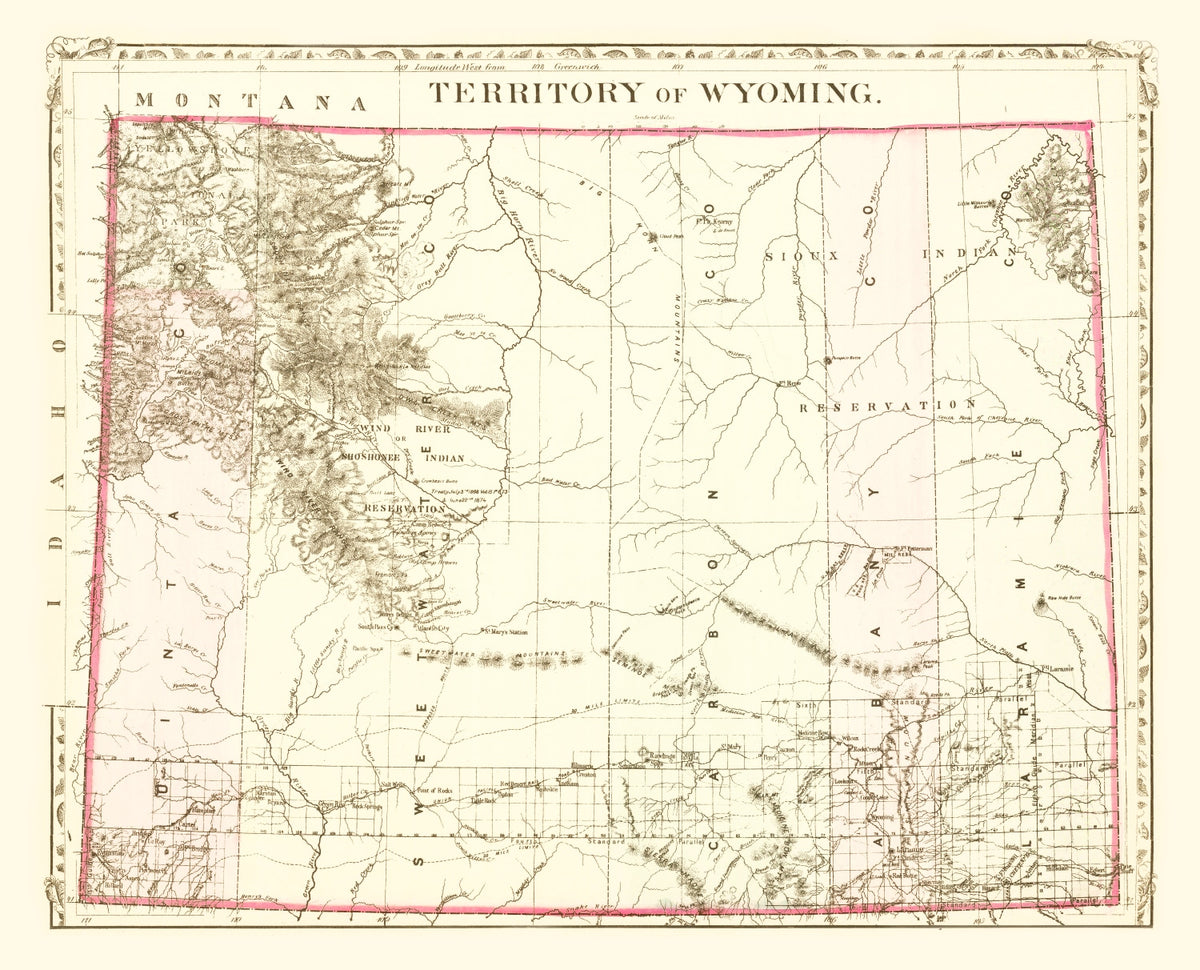 Preview of Vintage Map of Wyoming 1880