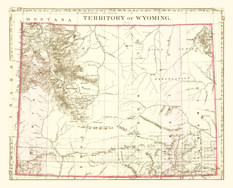 Size comparison using Vintage Map of Wyoming 1880