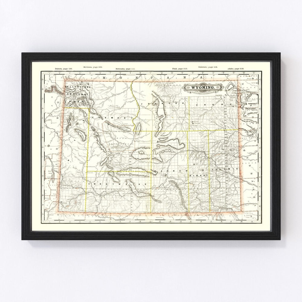 Wyoming Vintage Map 1884