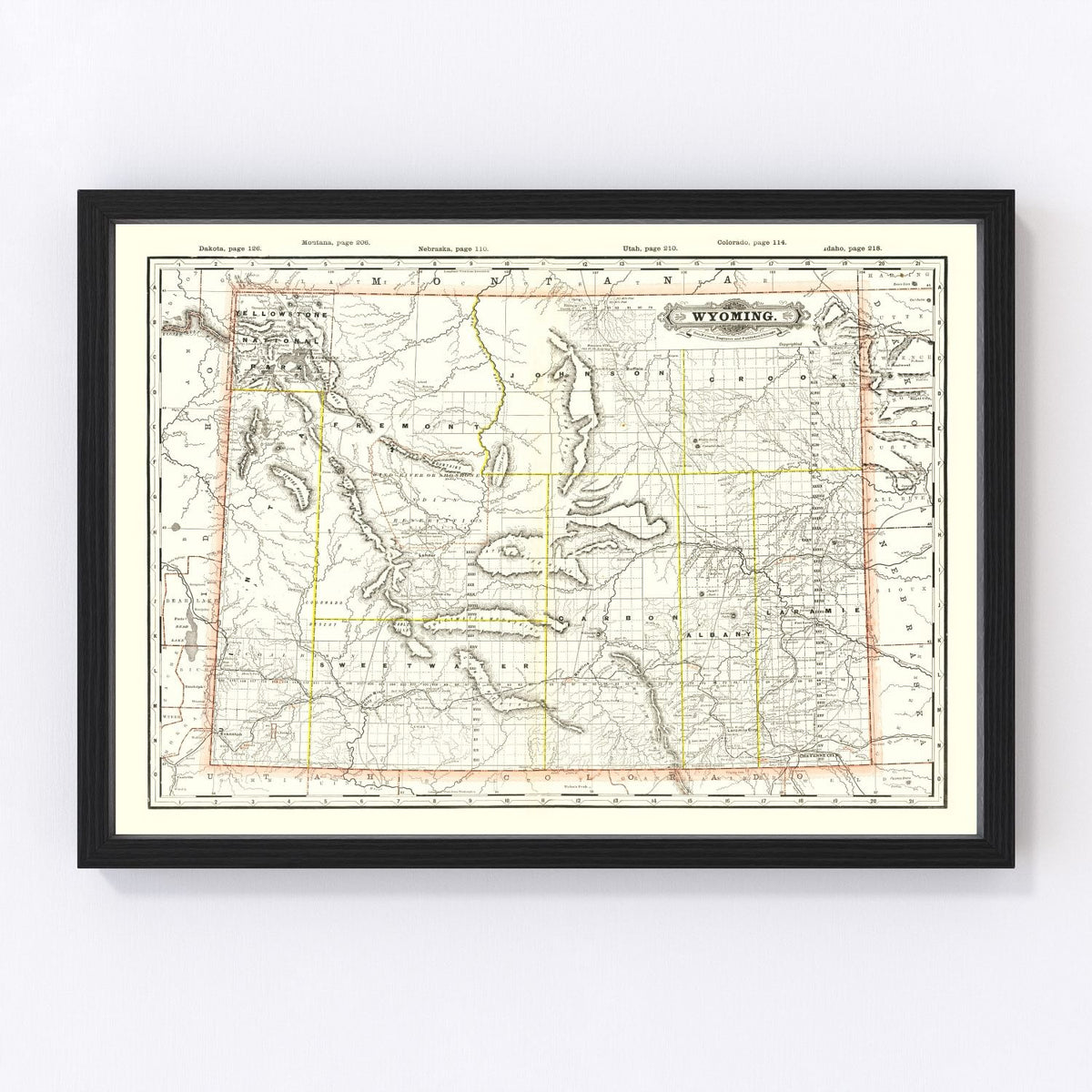 Wyoming Vintage Map 1884