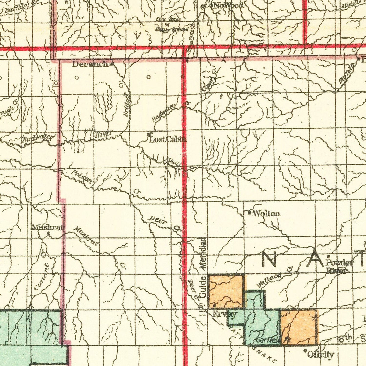 Restored historic details from the 1905 state map of County, Wyoming