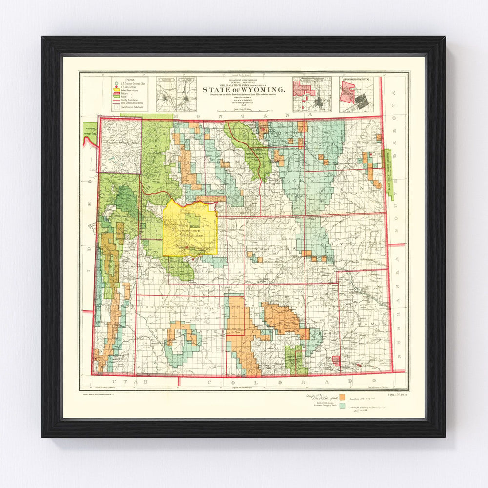 Wyoming Vintage Map 1905