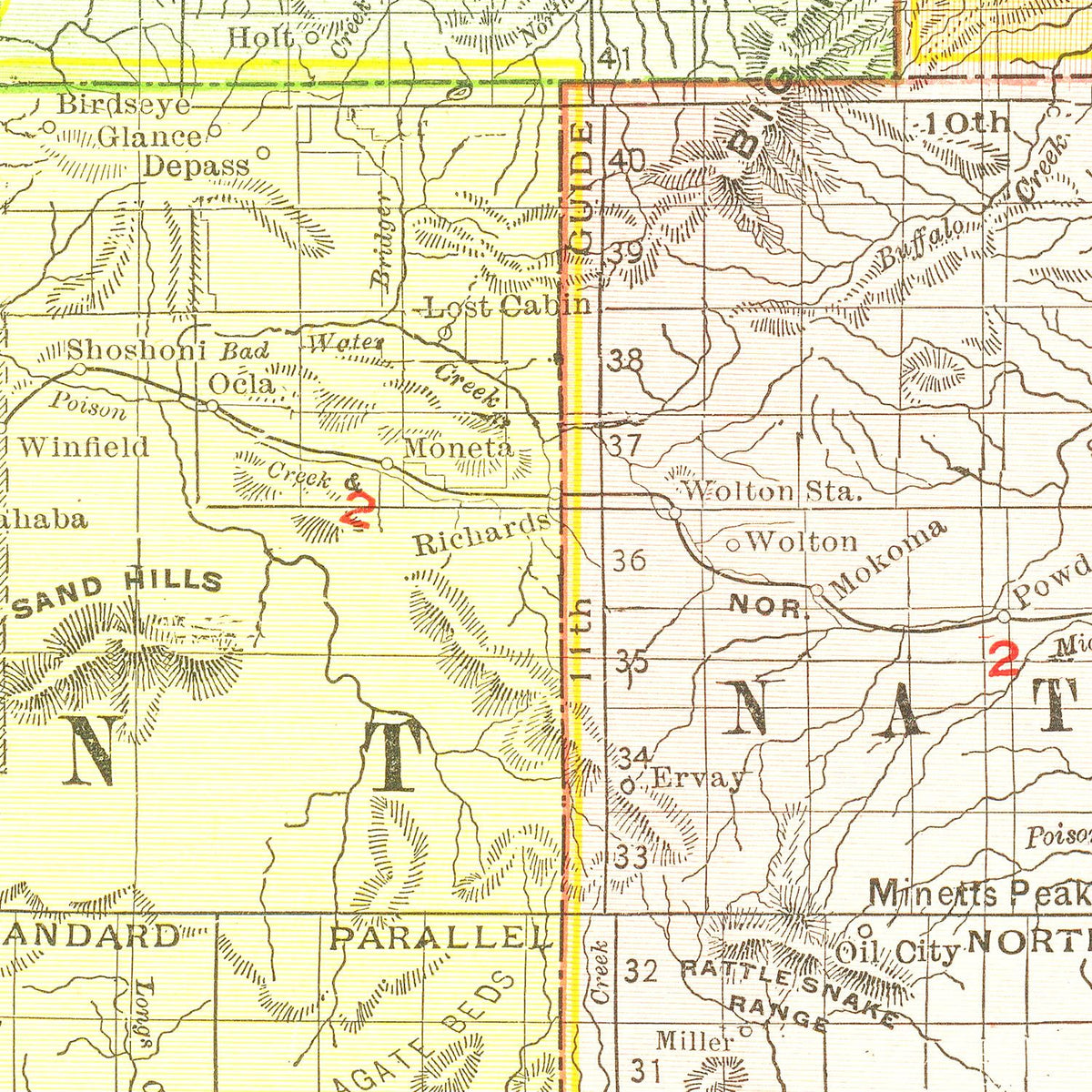 Restored historic details from the 1908 state map of County, Wyoming