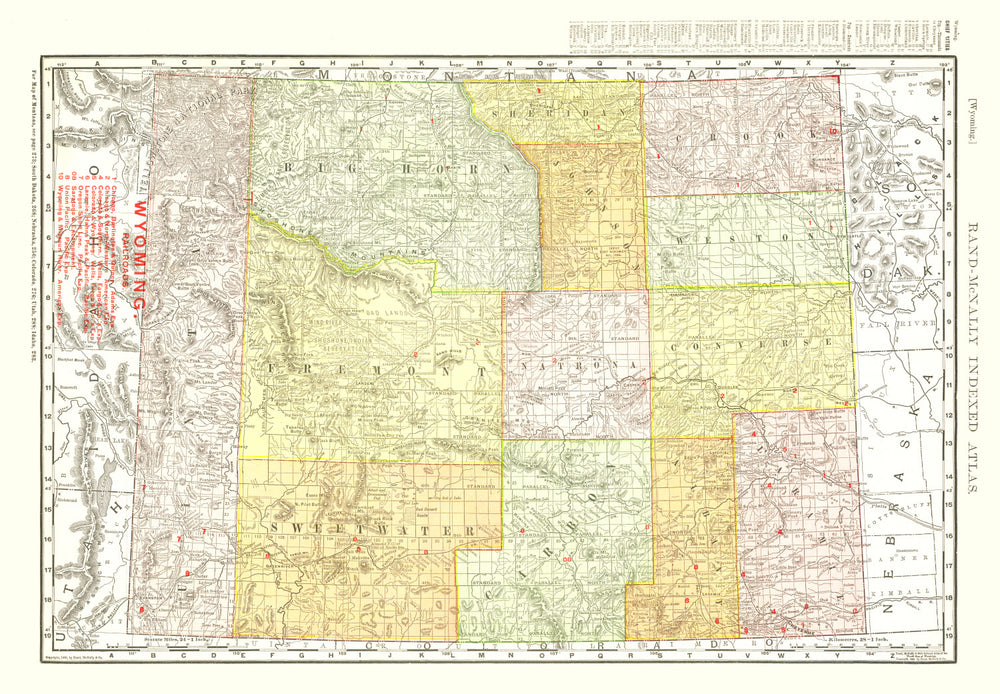 Vintage Map of Wyoming 1908 print style example