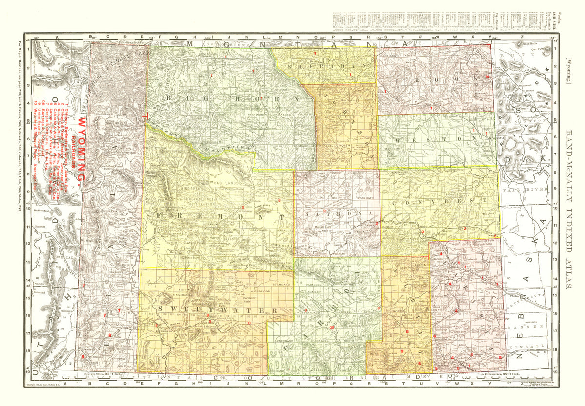 Preview of Vintage Map of Wyoming 1908