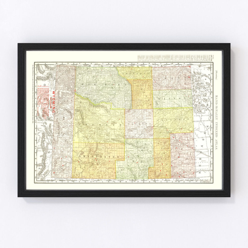 Wyoming Vintage Map 1908