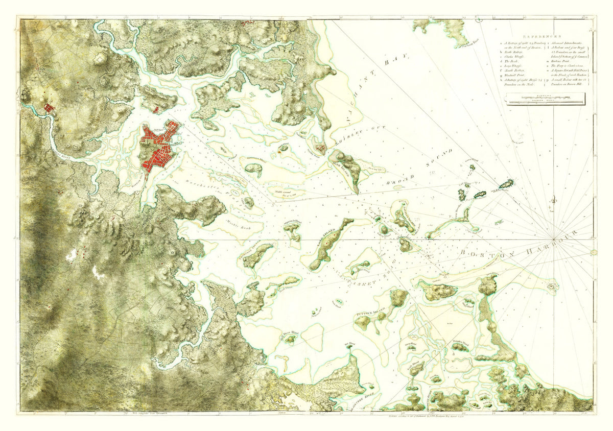 Preview of Vintage Boston Harbor Map 1775