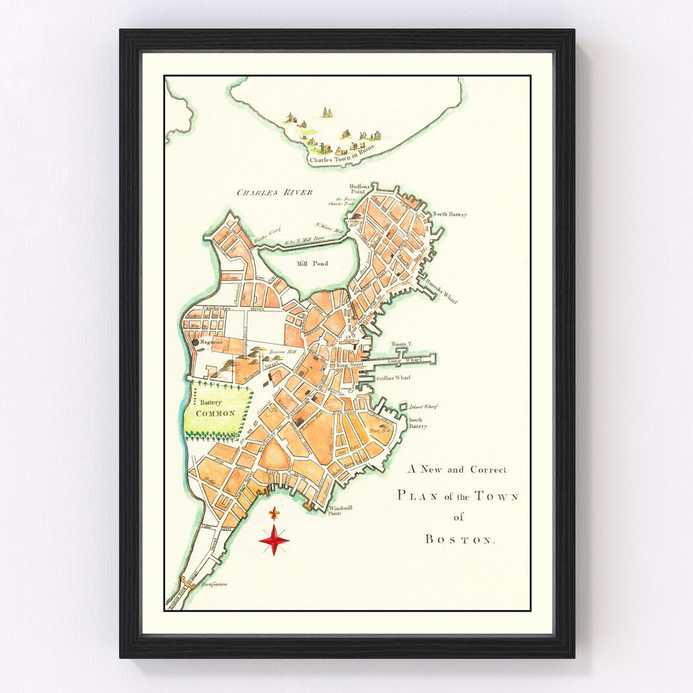 Boston Vintage Map 1775