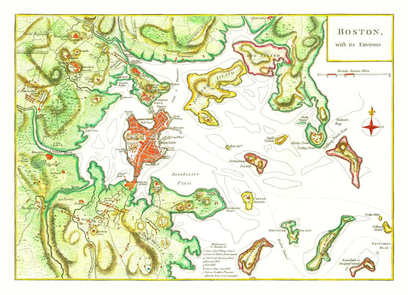 Size comparison using Vintage Map of Boston, Massachusetts 1788
