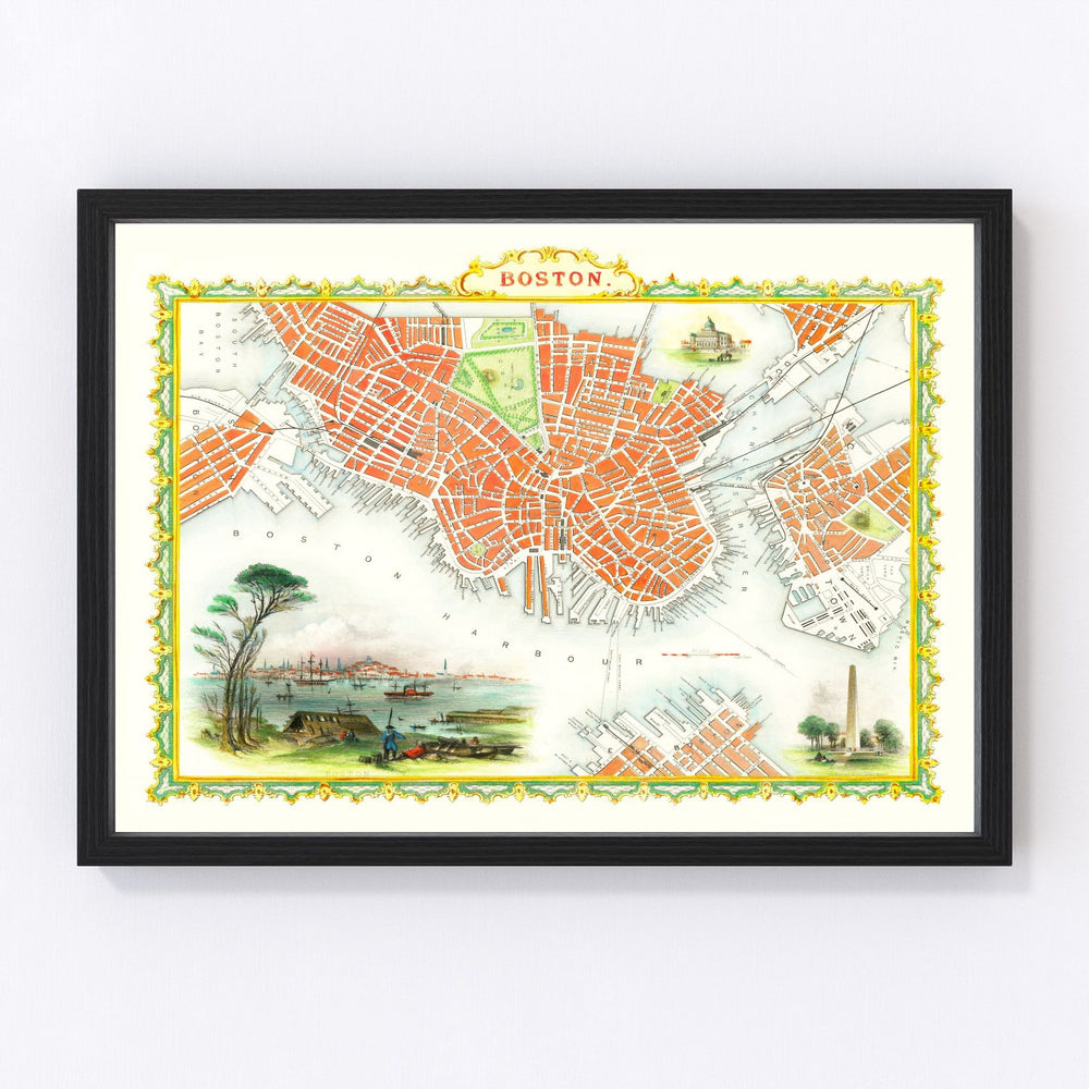 Boston Vintage Map 1851