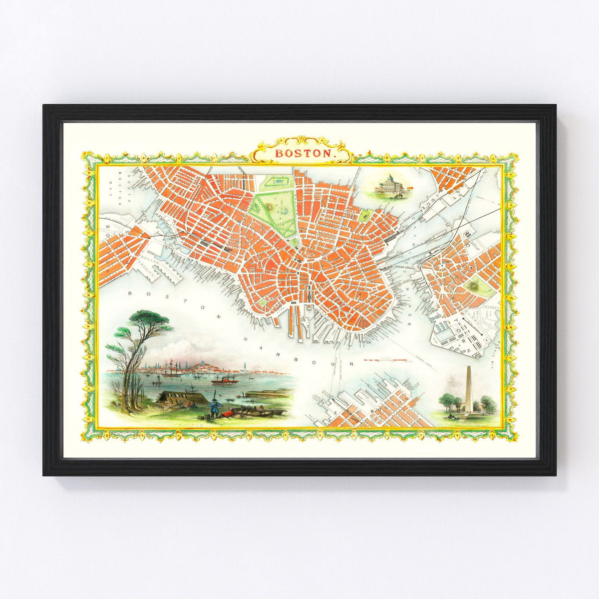 Boston Vintage Map 1851