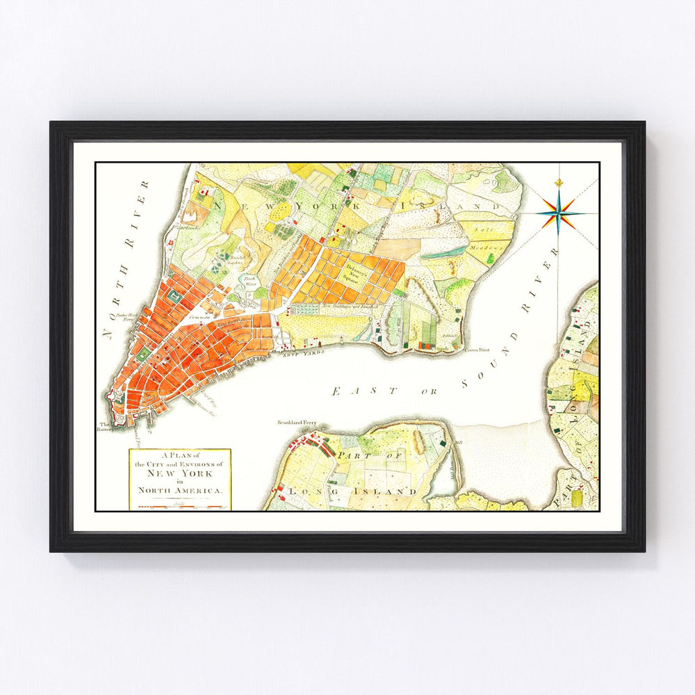 New York City Vintage Map 1776