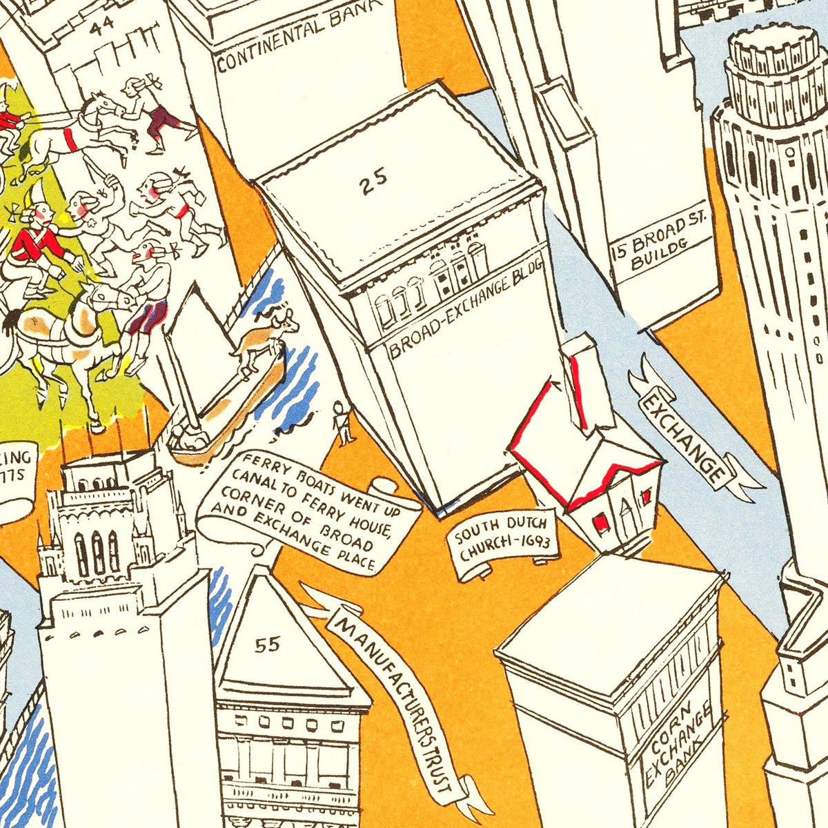 Restored historic details from the 1938 city map of Manhattan, New York
