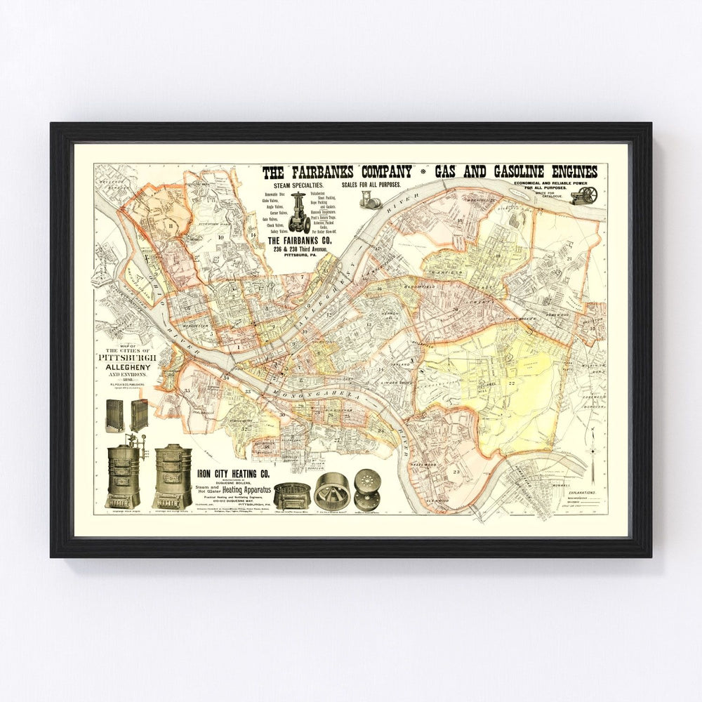 Pittsburgh Vintage Map 1898