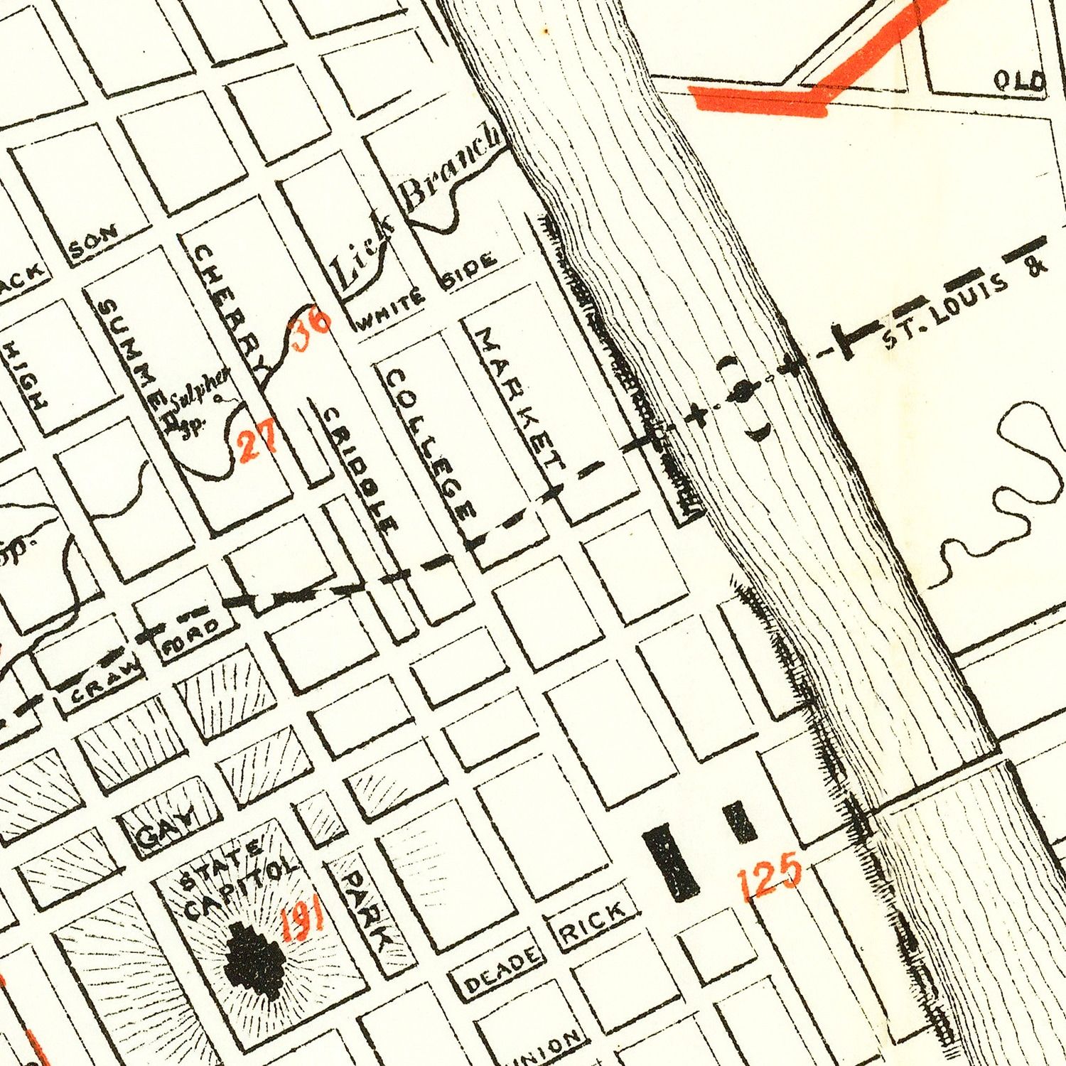 Restored historic details from the 1879 city map of Nashville, Tennessee