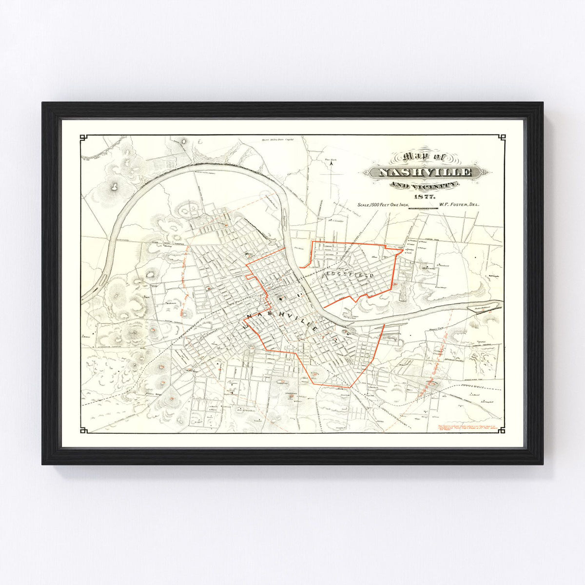 Nashville Vintage Map 1879