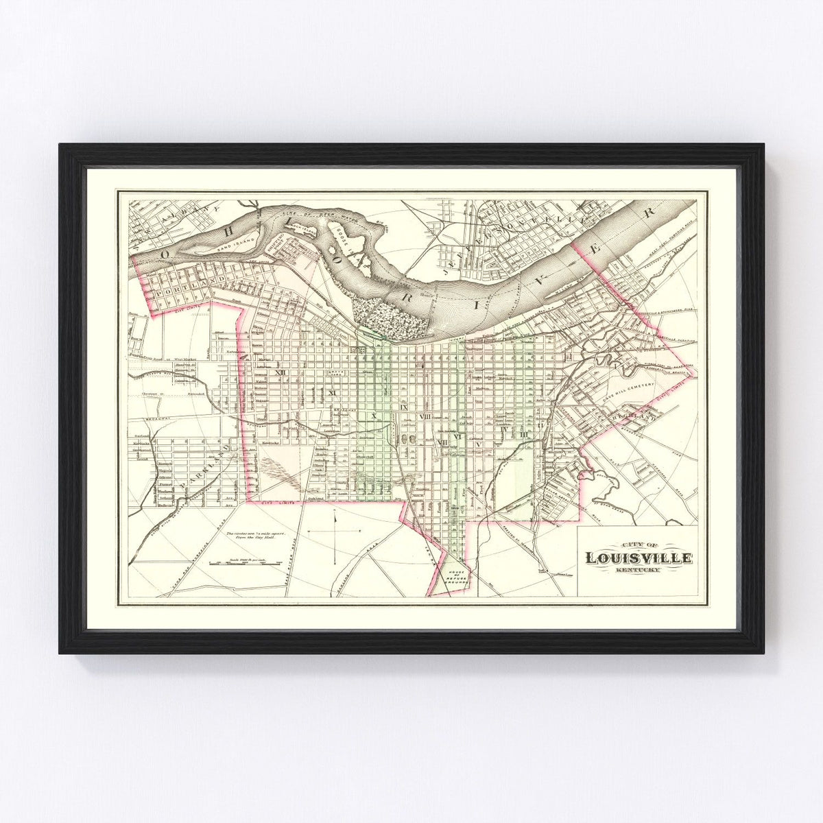 Louisville Vintage Map 1875