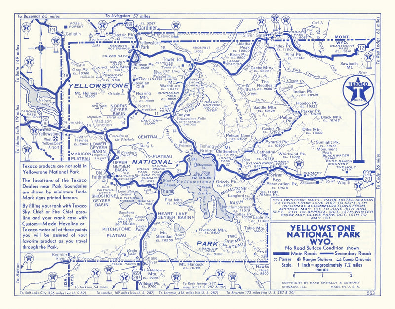 Size comparison using Vintage Yellowstone National Park Map 1930