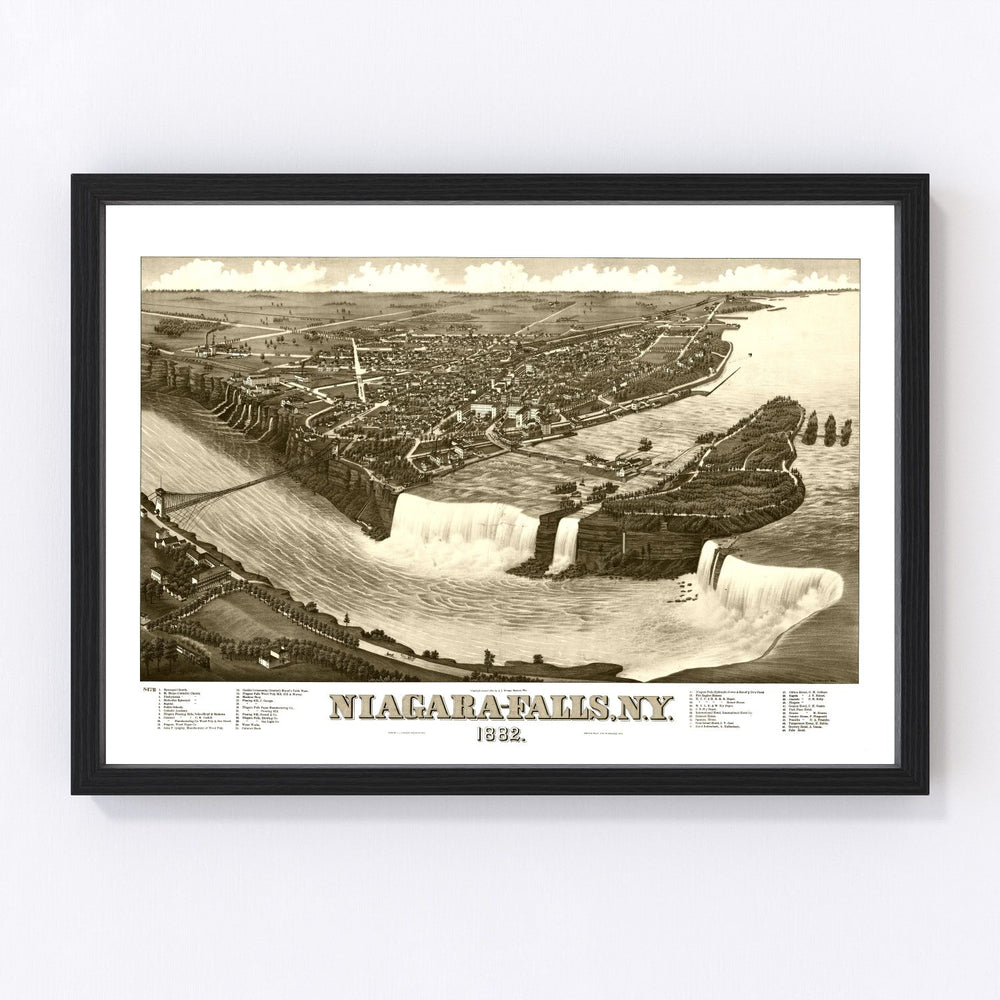 Niagara Falls Vintage Map 1882
