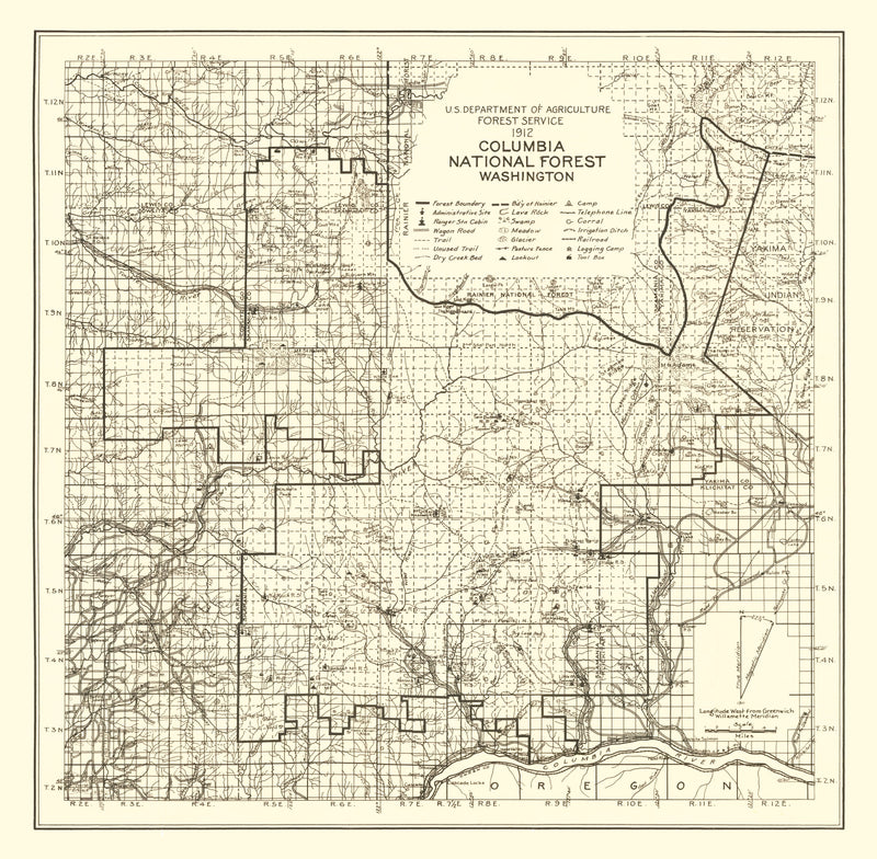 Size comparison using Vintage Columbia National Forest Map 1913