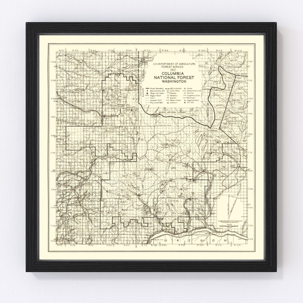 Columbia National Forest Vintage Map 1913