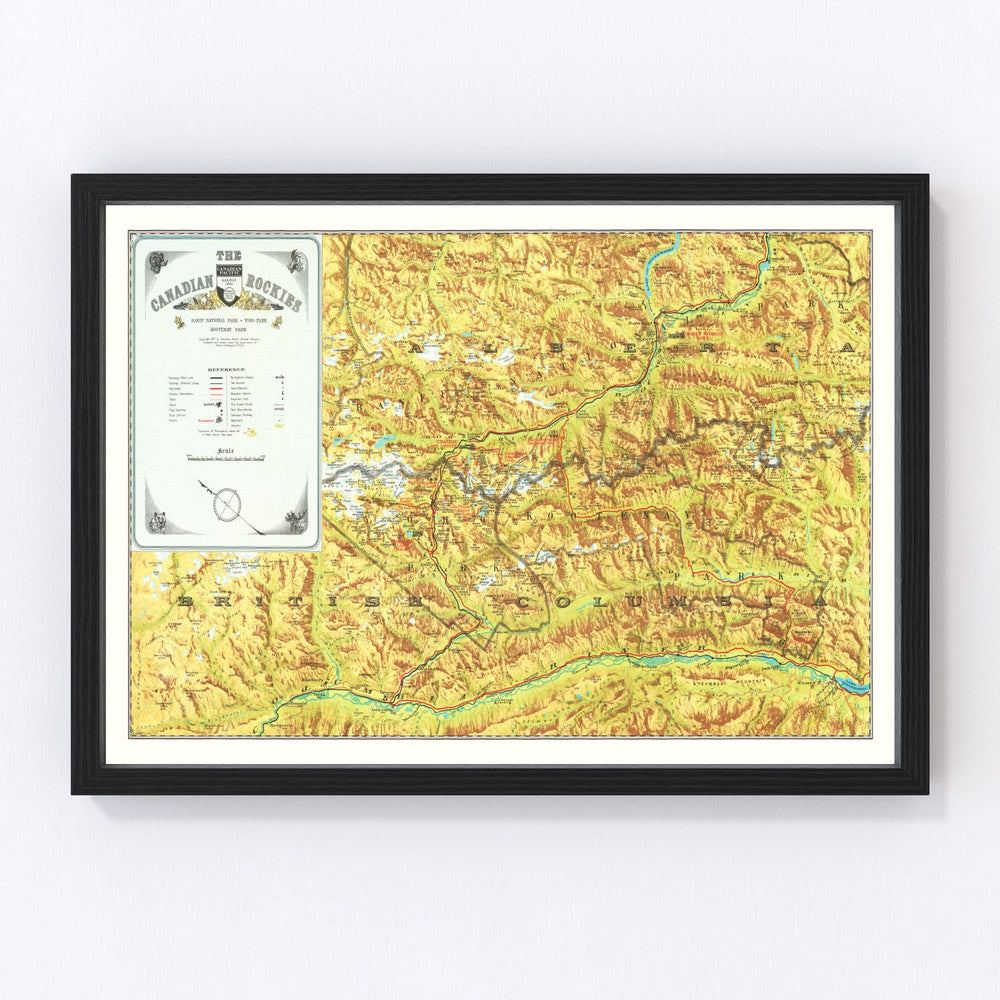 The Canadian Rockies 1930 Vintage Map 1930