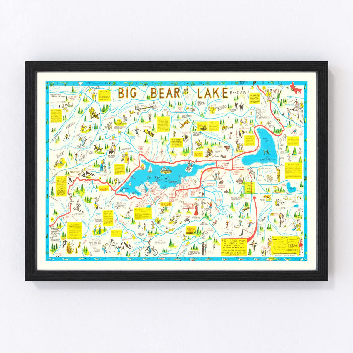 Big Bear Lake Vintage Map 1947