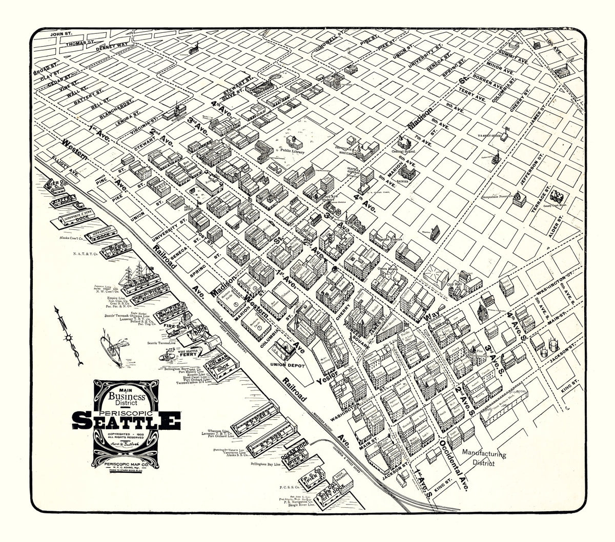 Preview of Vintage Seattle Business District Map 1904