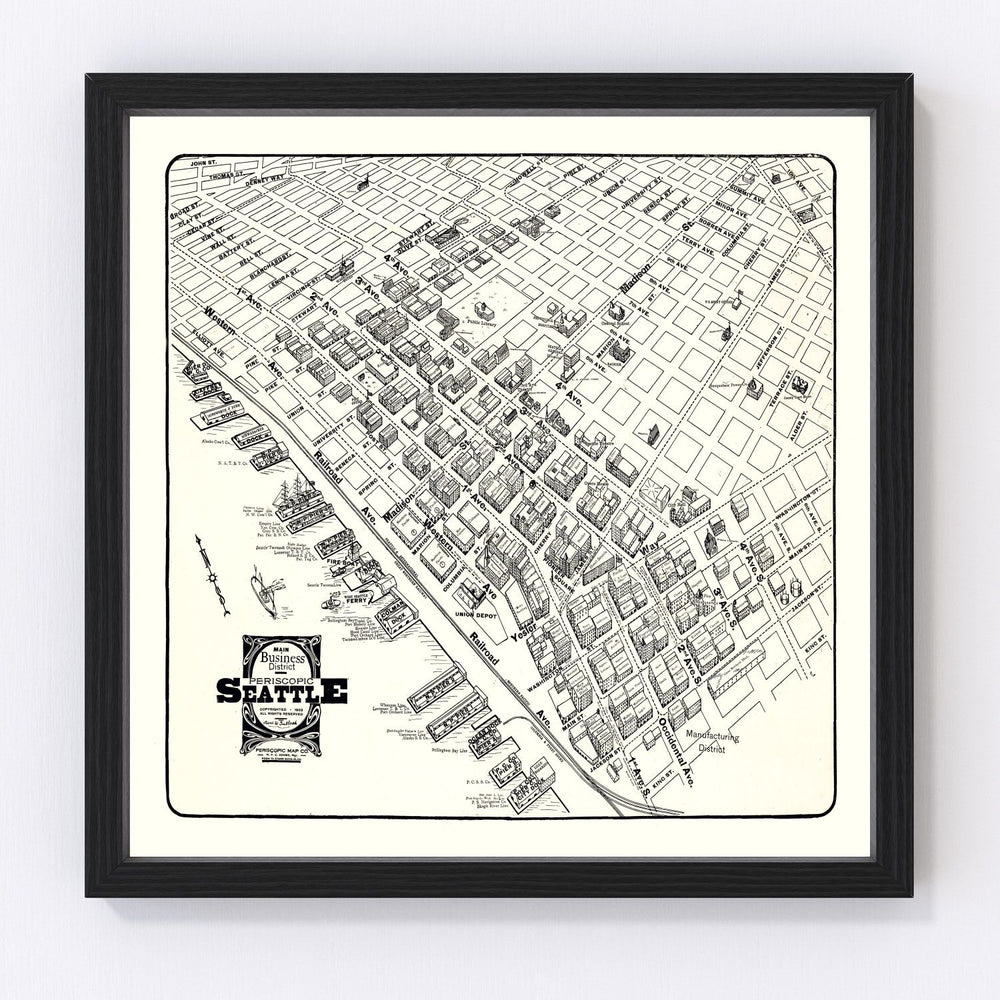Seattle Vintage Map 1904
