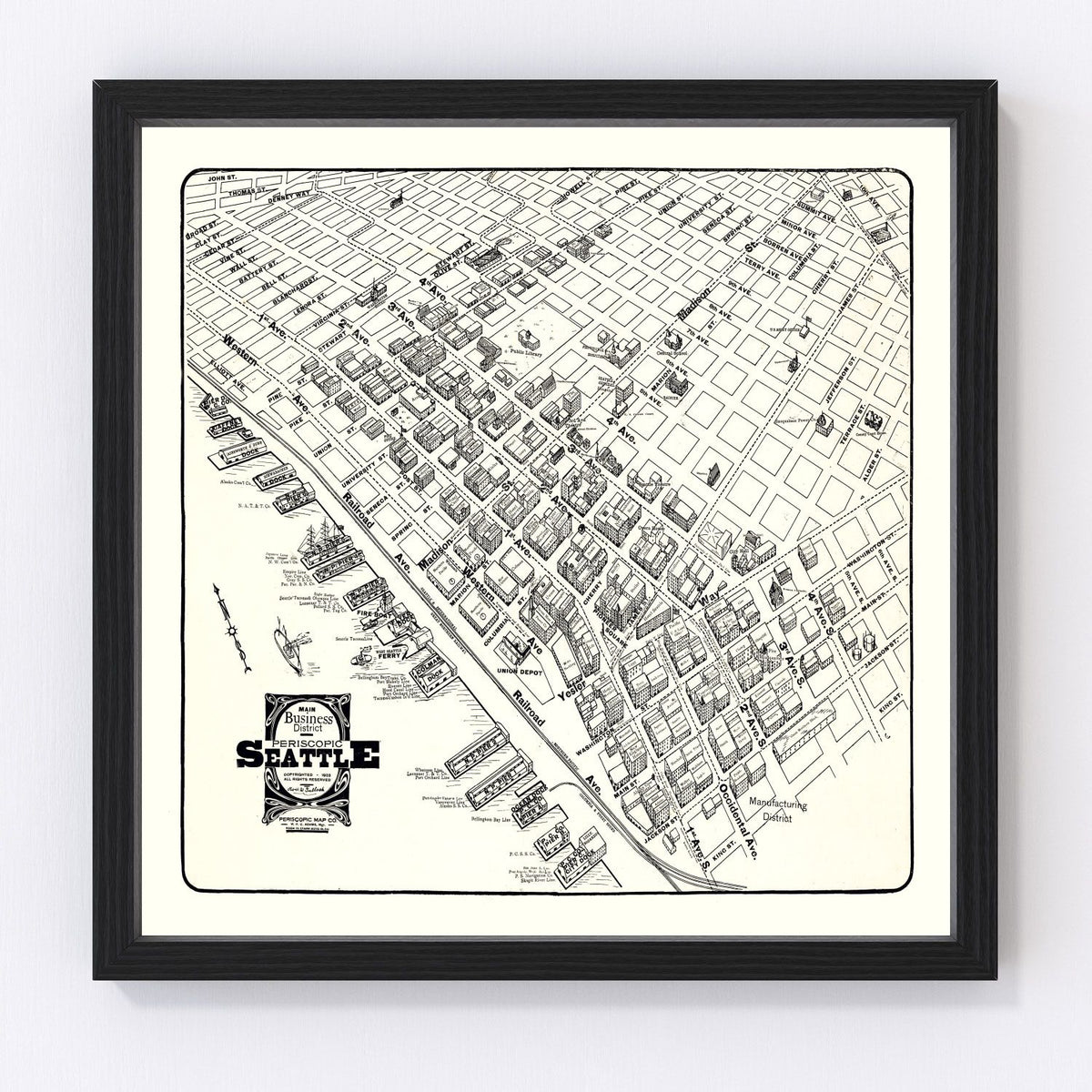 Seattle Vintage Map 1904