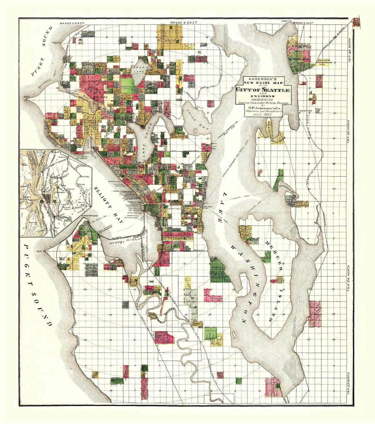 Preview of Vintage Map of Seattle, Washington 1890