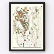 Seattle Vintage Map 1890