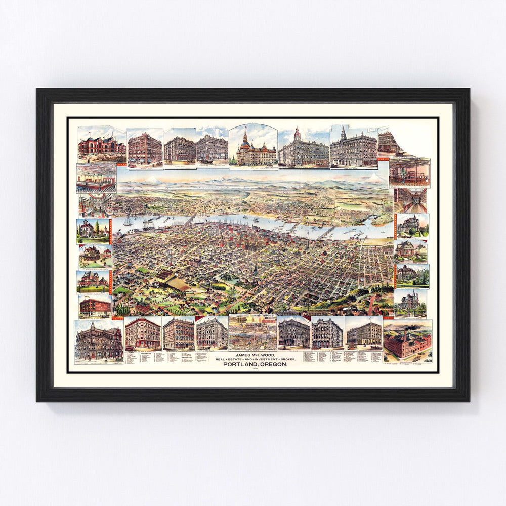 Portland Vintage Map 1890