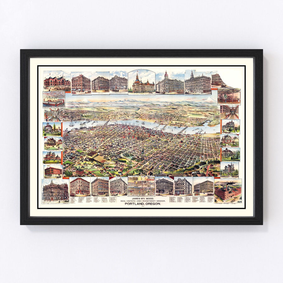 Vintage Map of Portland, Oregon 1890