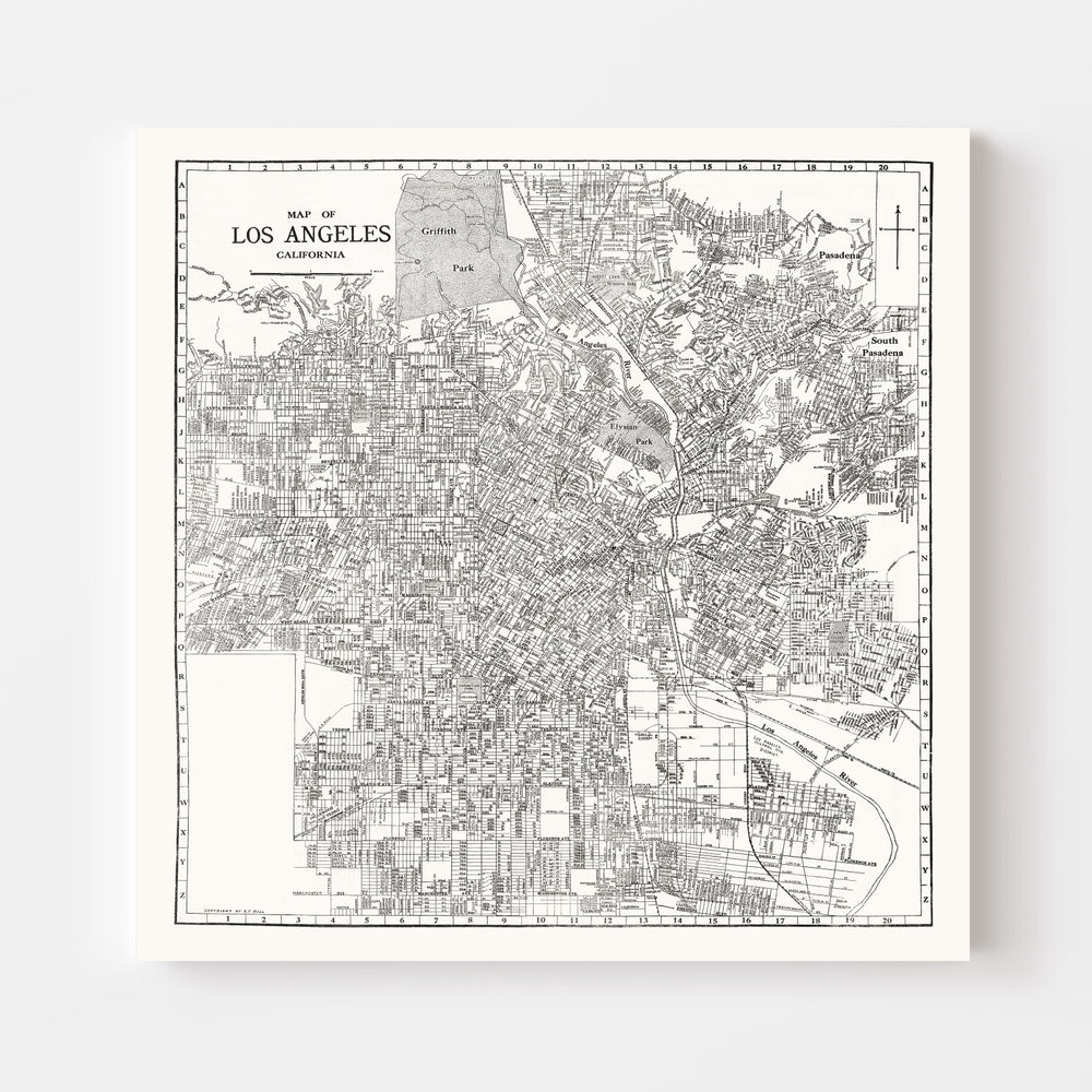 Vintage Map of Los Angeles, California 1929 print style example